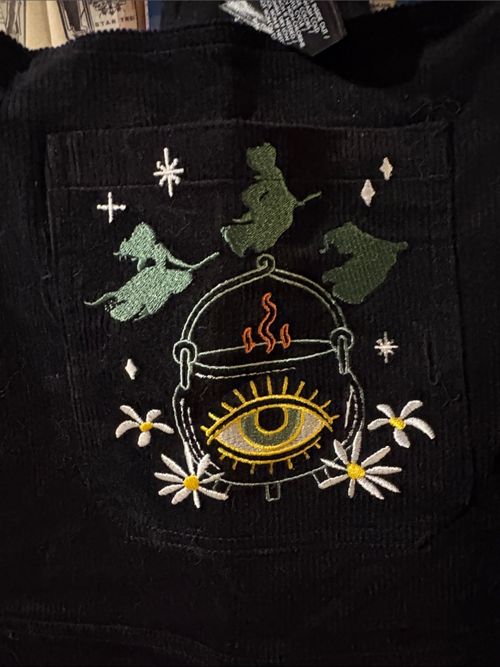 Disney Box Lunch Black Embroidered Corduroy Overalls skirt One-Piece Hocus Pocus - Picture 4 of 8